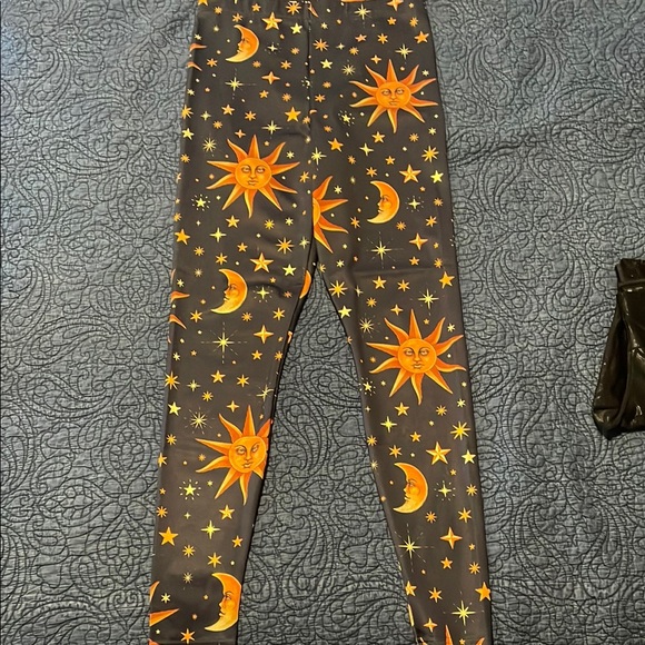 Blackmilk Pants - Blackmilk Black and Orange Celestial Leggings